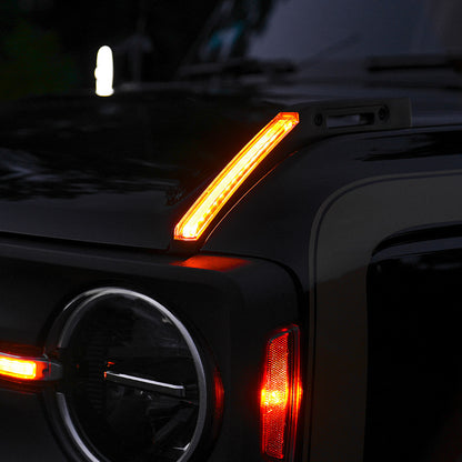 IAG l-Line Trail Marker w/ LED Lights in Matte Black for 2021+ Ford Bronco - Night