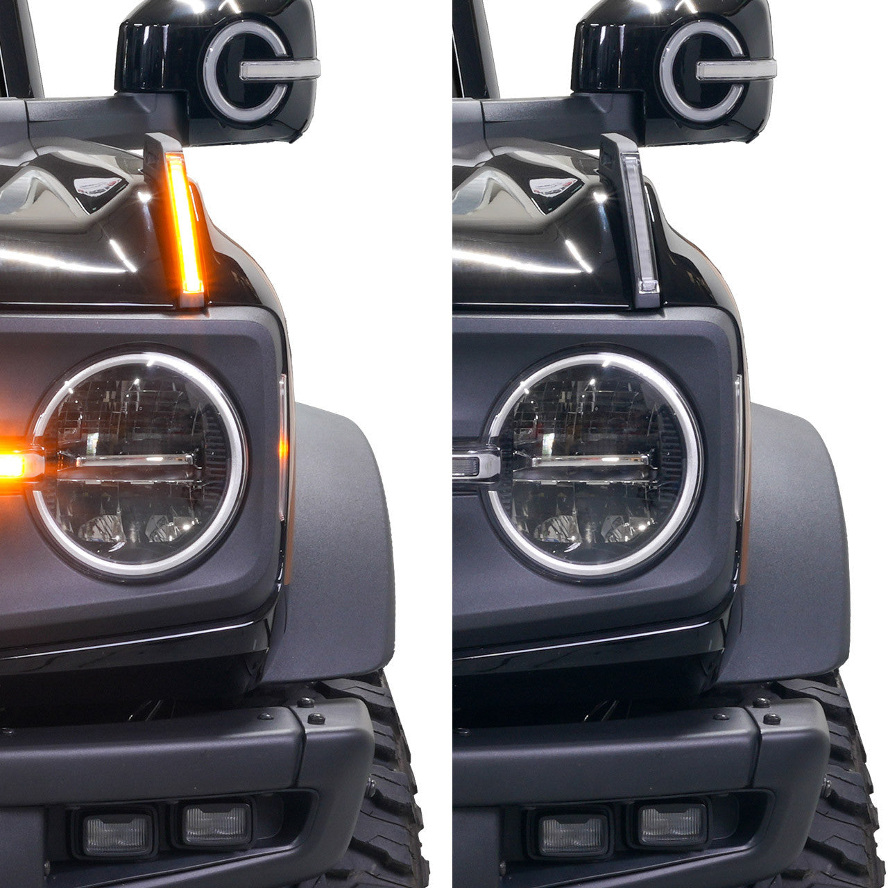 IAG l-Line Trail Marker w/ LED Lights in Matte Black for 2021+ Ford Bronco - Comparison 1