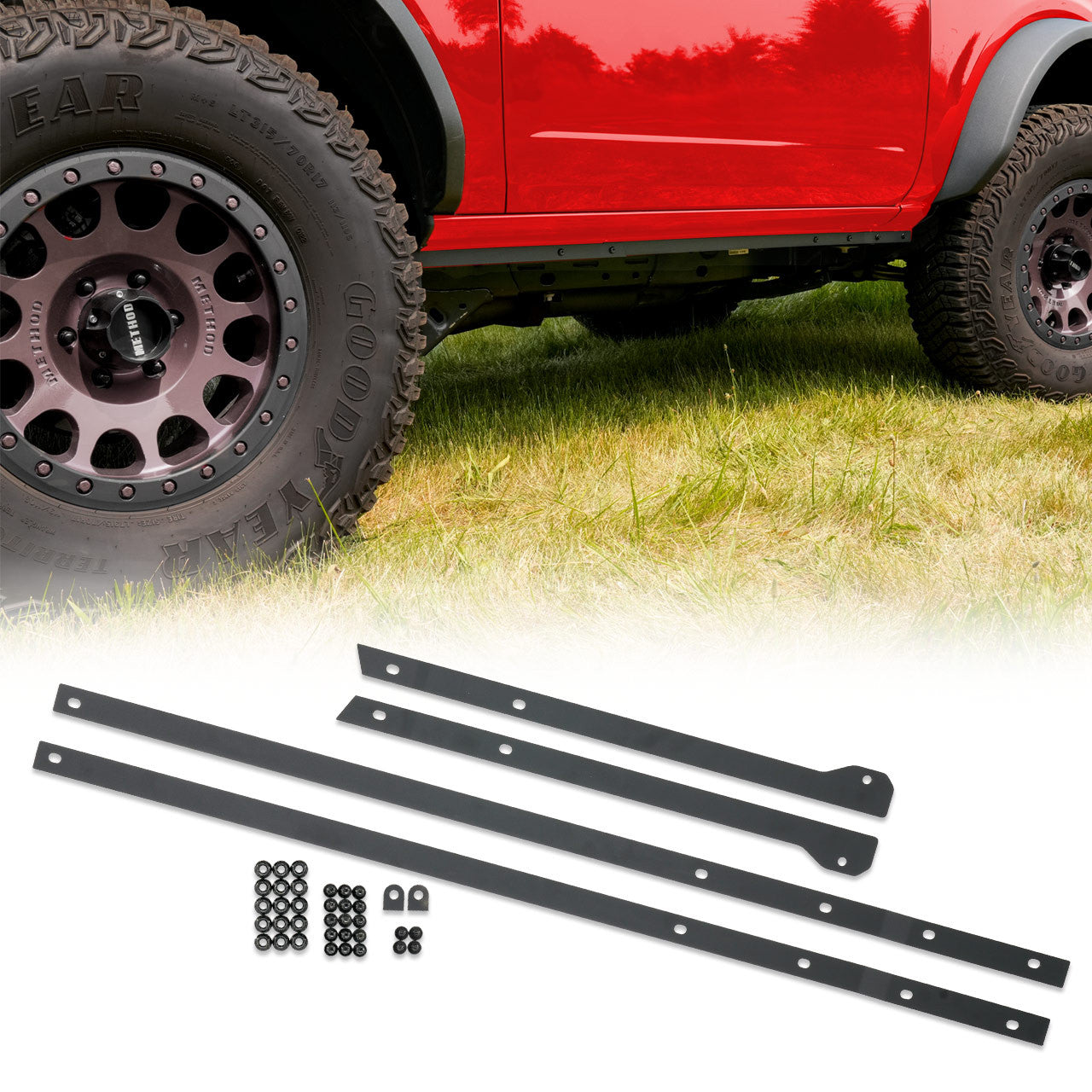 IAG l-Line Pinch Weld Cover for 2021+ Ford Bronco Two Door, Black Powder Coated Steel