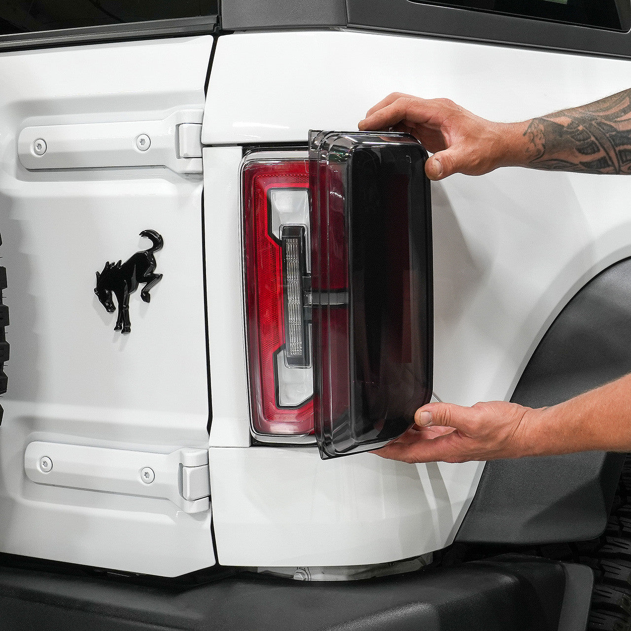IAG I-Line Smoked LED Tail Light Cover For 2021+ Ford Bronco - Installing