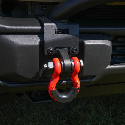 IAG I-Line Front and Rear U Shape Hook Anti Drop Red 21+ Ford Bronco - Installed Close-up