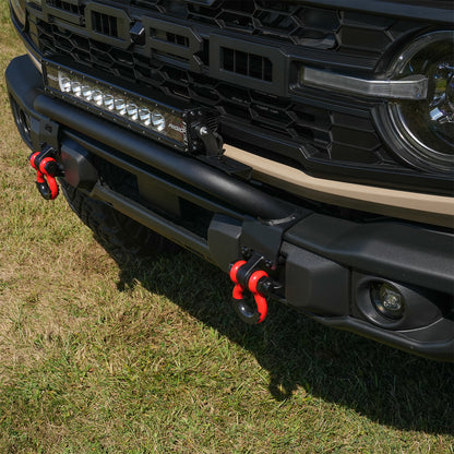 IAG I-Line Front and Rear U Shape Hook Anti Drop Red 21+ Ford Bronco - Installed Angle 3