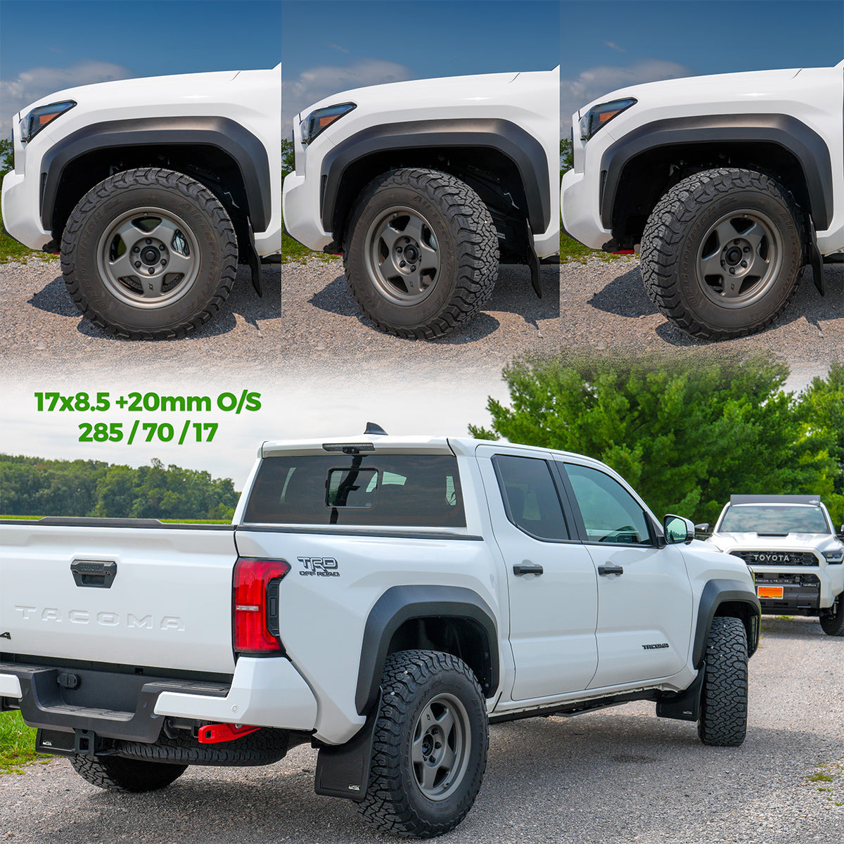 IAG Trail Shield® Adjustable Front & Rear Mud Flap Set for 2024+ Toyota Tacoma - Larger Wheels & Tires