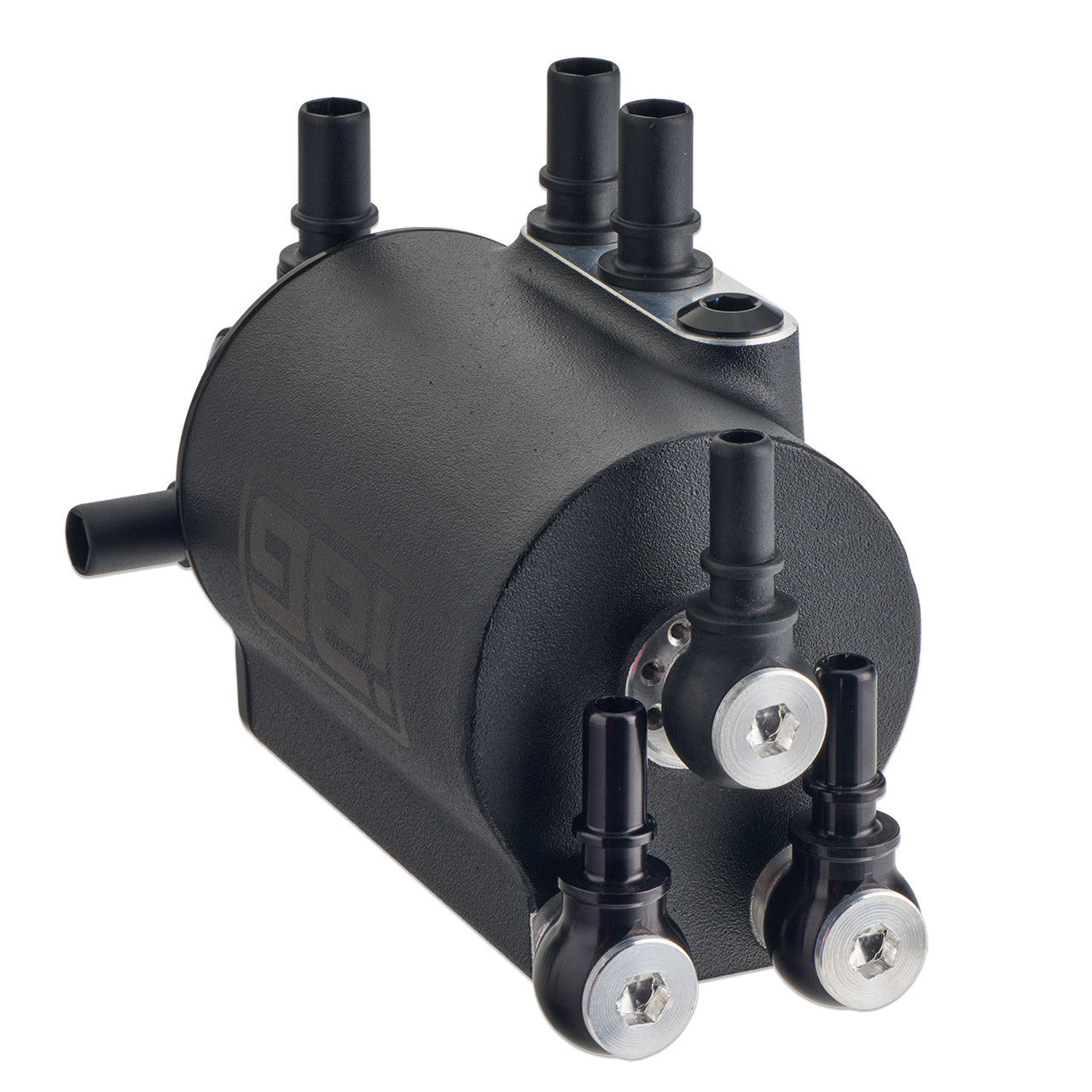 IAG Air Oil Separator AOS For 17-23 Ford F-150 & 17-25 Raptor 3.5L EcoBoost - Black Angle 3