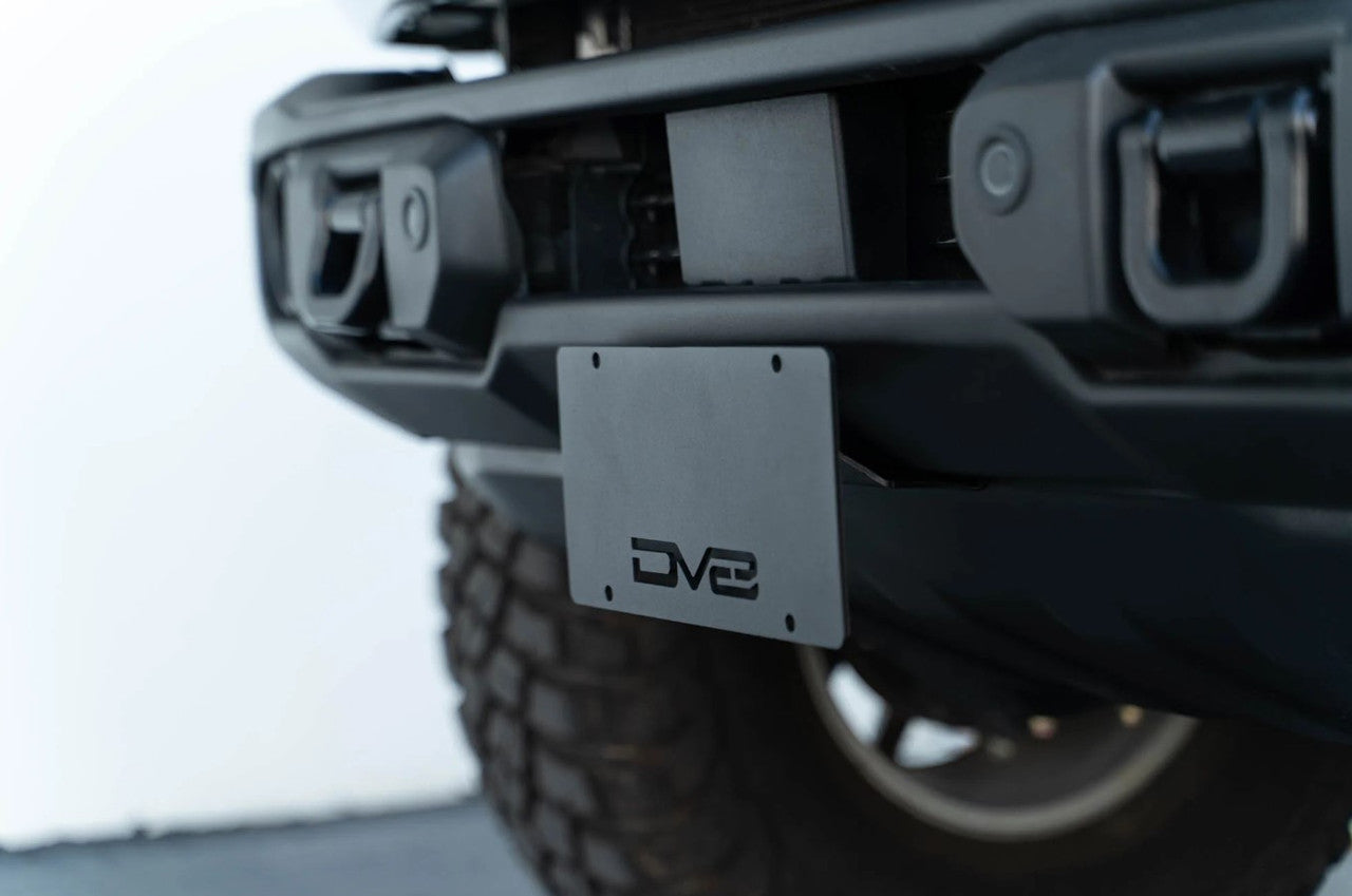 DV8 Offroad Capable Bumper Front License Plate Mount For 2021+ Ford Bronco - Installed