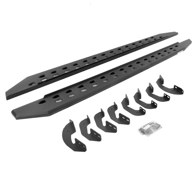 Go Rhino 07-21 Toyota Tundra DC 4DR RB20 Slim Running Boards Kit (Incl. Brackets) - Tex. Blk - 69441580SPC