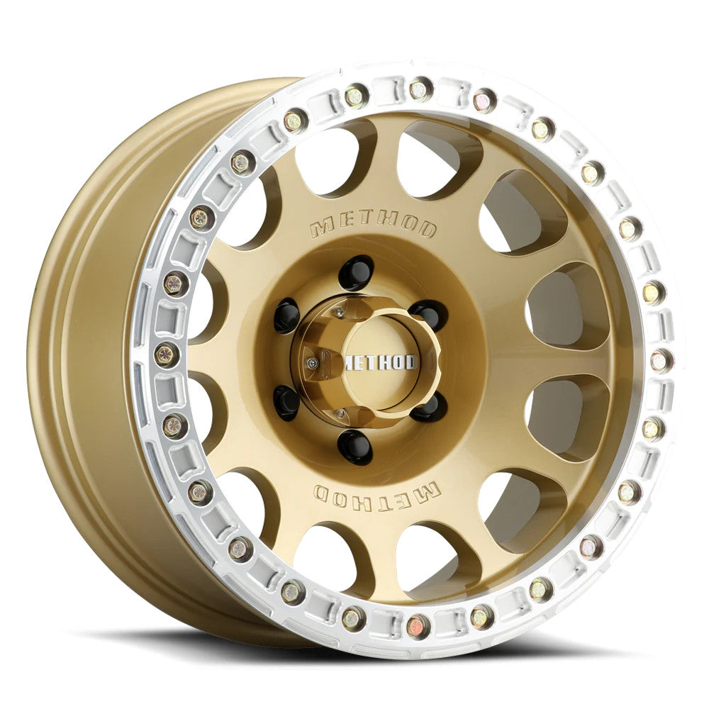 Method MR105 V3 Beadlock 17x9 -38mm Offset 5x5 71.5mm CB Gold Wheel