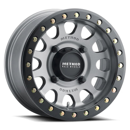 Method MR401 UTV Beadlock 15x6 5+1/+53mm Offset 4x156 132mm CB Titanium w/MB Ring w/BH-H24100 Wheel