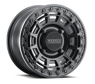 Method MR415 Beadlock 15x7 / 5+2/38mm Offset / 5x4.5 / 76mm CB Matte Black Wheel - Gloss Black Ring - MR415570121052B