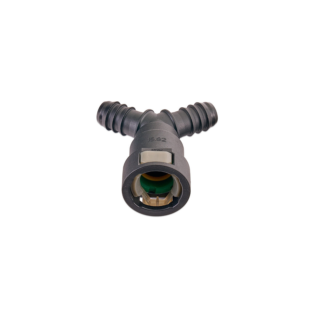IAG 5/8" SAE Quick Connect Female to 2 x 1/2" Hose Barb Y Fitting - Angle 4