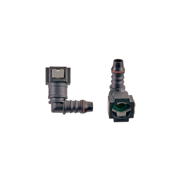 IAG 5/16" SAE Quick Connect Female to 8mm Hose Barb Right Angled (90 degrees)