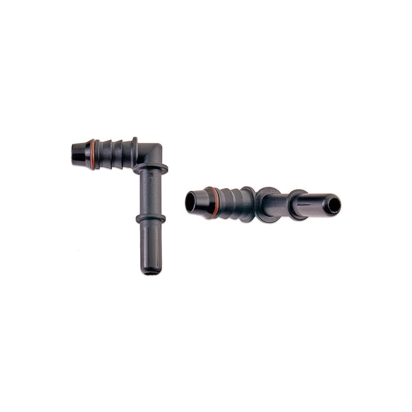 IAG 5/16" SAE Quick Connect Male to 8mm Hose Barb Right Angled (90 degrees)