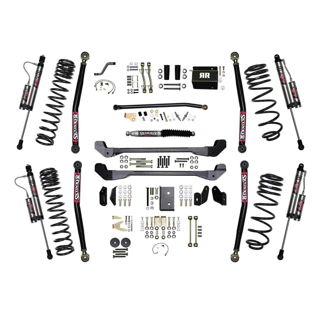 Skyjacker 97-06 Jeep TJ 4in Dual Rate Long Travel Coils Long Arm RR1 Lift Kit w/ Nitro Shocks - TJ40RR1LTK-N