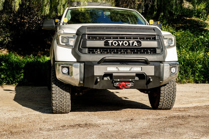 Body Armor 4x4 14-21 Toyota Tundra HiLine Front Winch Bumper- Installed