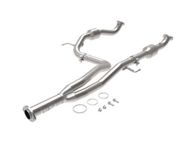 aFe Twisted Steel Y-Pipe 2-1/2 IN 409 Stainless Steel w/ Cat For 2016-19 Toyota Tacoma - 48-46011-RC