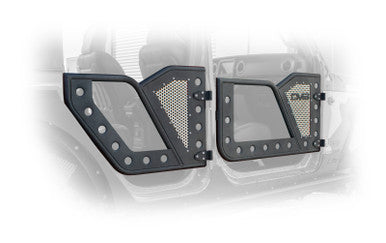 DV8 Offroad Rear Rock Doors w/ Perforated Aluminum Mesh For 2018+ Jeep Wrangler JL / 20+ Gladiator JT - RDJL-01R