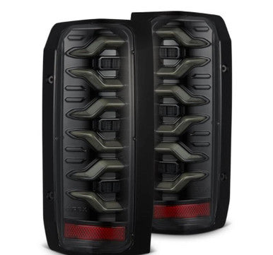 AlphaRex 87-96 Ford Bronco/F-150 Luxx-Series LED Tail Lights - Alpha-Black - 658006