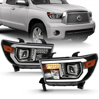 ANZO 2007-2014 Toyota Tundra Projector Light Bar H.L Black Amber(Led High Beam) (Halogen Version) - 111447
