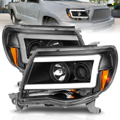 ANZO 05-09 Toyota Tacoma Projector Light Bar Style Headlights w/ C Light Bar - 111517