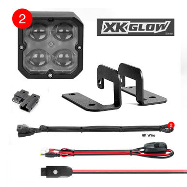 XK Glow XKchrome 20w LED Cube Light w/ RGB Accent Light Kit w/ Controller- Fog Beam 2pc - XK065001-FO-KIT