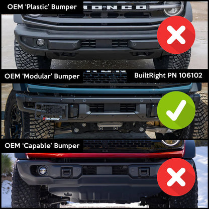 BuiltRight Industries Bronco License Plate Mount for 2021+ Ford Bronco with Modular Steel Bumper - Fitment