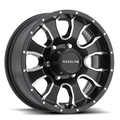 Raceline 860M Mamba 15x6in / 6x139.7 BP / 0mm Offset / 4.25mm Bore - Black & Machined Wheel - 860M-56060