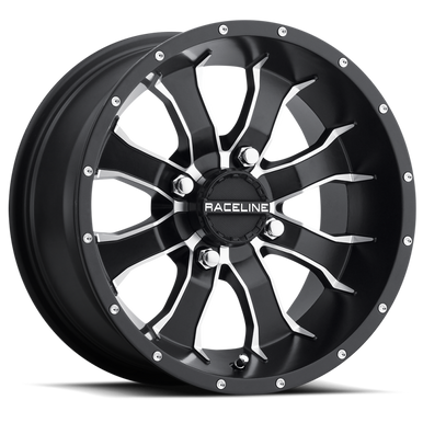 Raceline A77 Mamba 15x7in / 4x137 BP / 10mm Offset / 110.2mm Bore - Black & Machined Wheel - A7757037-T-52