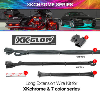 XK Glow Extension Wire Kit for XKchrome & 7 Color Series for Car - XK-4P-WIRE-KIT-CAR