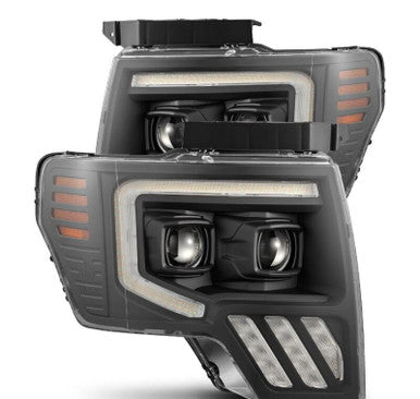 AlphaRex PRO-Series Projector Headlights For 2009-14 Ford F-150 Plank Style Black w/Active Light/Seq Signal - 880481