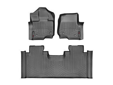 WeatherTech 2015-22 Ford F-150 SuperCrew/SuperCab Front & Rear FloorLiner - Black - 446971V-446973