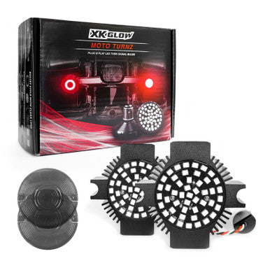 XK Glow Motorcycle Rear LED Turn Signal Kit - Flat Style Smoked Lenses - XK1157F-RR-S
