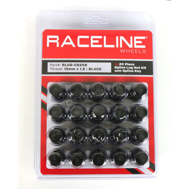 Raceline 12x1.5mm Spline Black Lug Nuts (20 Pack) - RLUG-CS25B