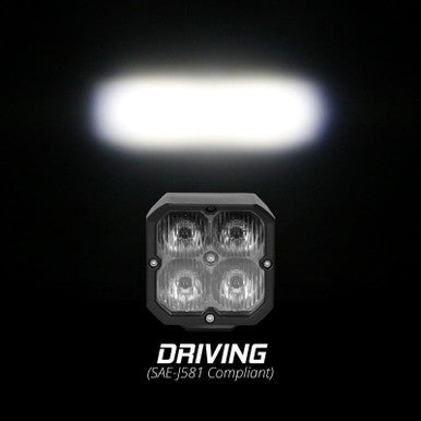 XK Glow Flush Mount XKchrome 20w LED Cube Light w/ RGB Accent Light - Driving Beam - XK065002-D