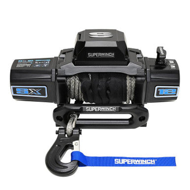Superwinch 12000 LBS 12V DC 3/8in x 80ft Synthetic Rope SX12SR Winch - Semi Gloss Black - 1712204