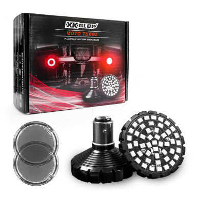 XK Glow Motorcycle Rear LED Turn Signal Kit - Bullet Style Smoked Lenses - XK1157B-RR-S