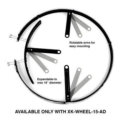 XK Glow Adjustable LED RGB 15In Wheel Ring Light 1pc - XK-WHEEL-15-AD