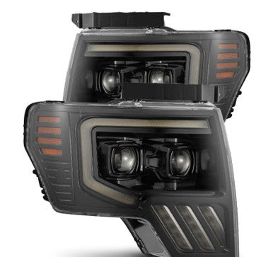 AlphaRex 09-14 Ford F-150 PRO-Series Projector Headlights Black w/Activation Light Seq Signal SB DRL - 880483