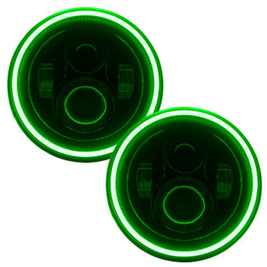 Oracle 7in High Powered LED Headlights - Black Bezel - Green - 5769-004