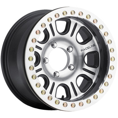 Raceline RT232 Monster 17x8.5in/8x165.1 BP/-25mm Offset/130.81mm Bore - Black & MACH. Beadlock Wheel - RT232-78580-25