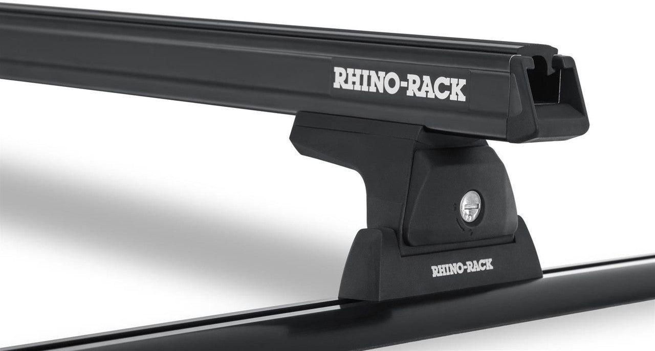 Rhino-Rack 05-15 Toyota Tacoma 4 Door Pick Up Heavy Duty RLT600 Track Mount 2 Bar Roof Rack - Black - JA8957