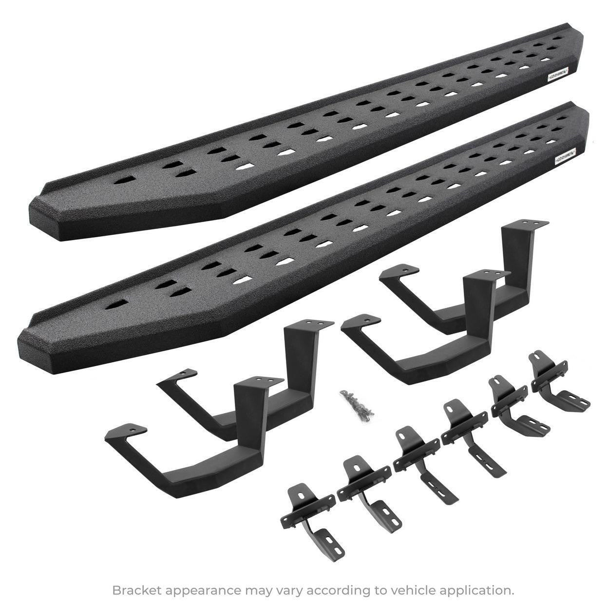 Go Rhino 2022 Toyota Tundra DC Kit w/RB20 Running Board + Brkts + 4 RB20 Drop Steps - Bedliner Coat - 6944358020T