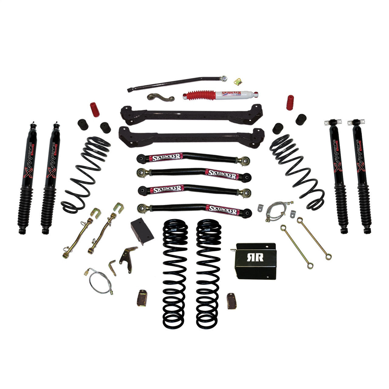 Skyjacker 97-06 Jeep TJ 4in Dual Rate Long Travel Coils Long Arm RR1 Lift Kit w/ Black Max Shocks - TJ40RR1LTK-B