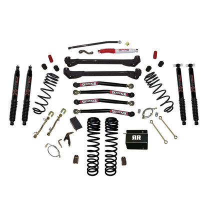 Skyjacker 97-06 Jeep TJ 4in Dual Rate Long Travel Coils Long Arm RR1 Lift Kit w/ Black Max Shocks - TJ40RR1LTK-B