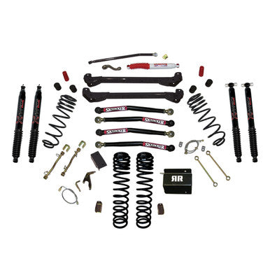 Skyjacker 97-06 Jeep TJ 4in Dual Rate Long Travel Coils Long Arm RR1 Lift Kit	w/ Black Max Shocks - TJ40RR1LTK-B